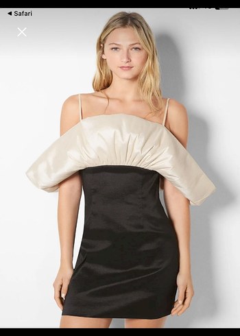 Siyah Drapeli Straplez Mini Kokteyl Elbisesi - Görsel 3