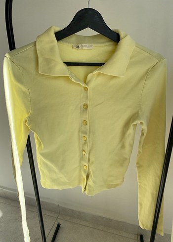 Sarı V Yaka Düğmeli Kadın Hırka - Görsel 6