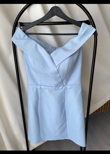 Mavi Straplez Mini Abiye Elbise - Görsel 4