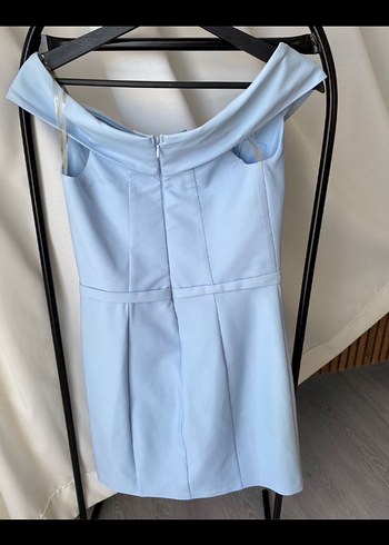 Mavi Straplez Mini Abiye Elbise - Görsel 3