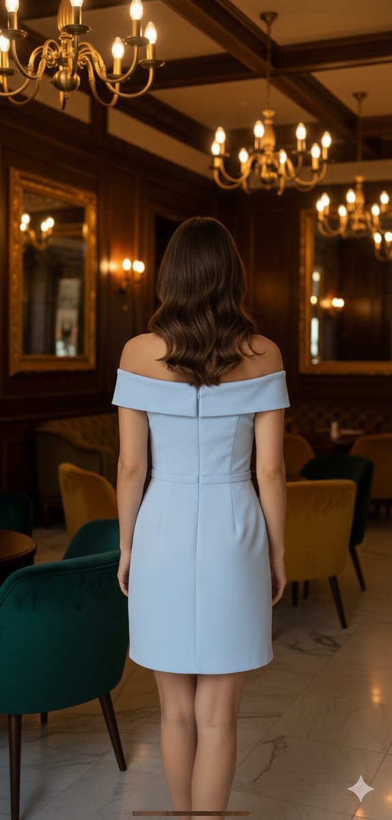 Mavi Straplez Mini Abiye Elbise - Görsel 2