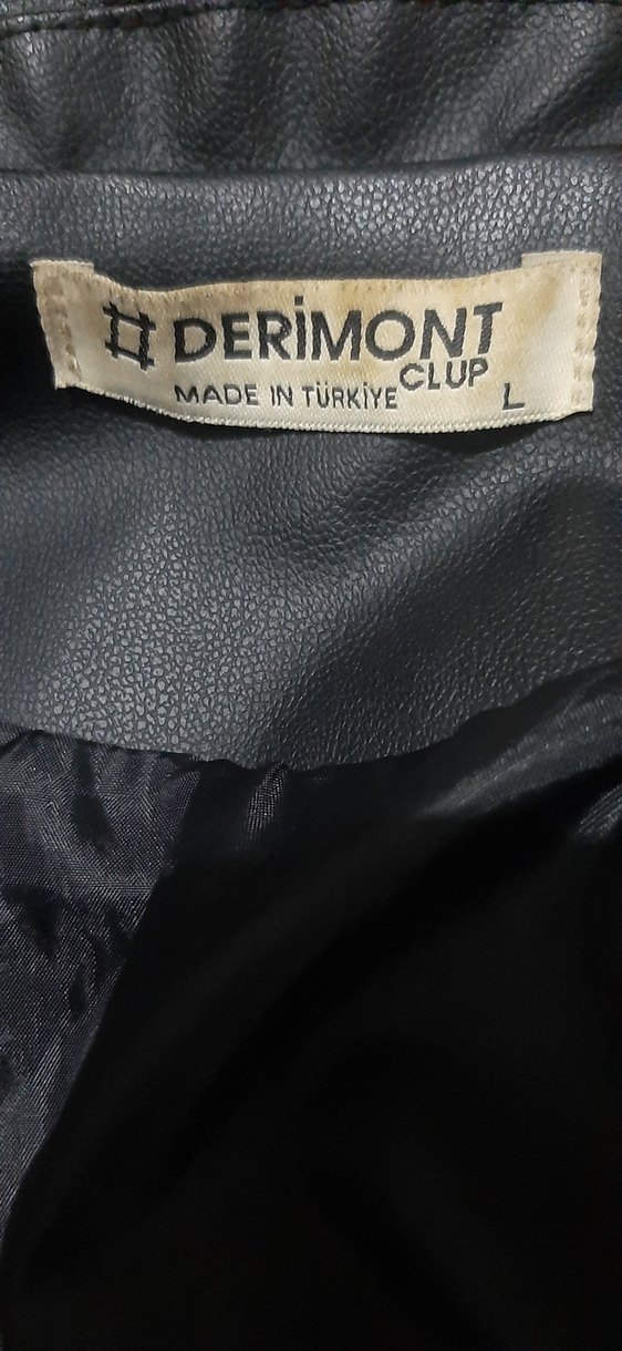 Kadın  Siyah Deri Kemerli Ceket sadece yakasında deformeler var - Görsel 2