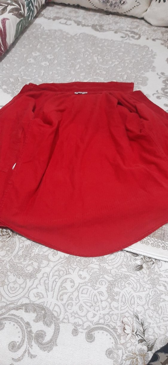 Düğmeli Kırmızı Midi Kadın ceket gömlek - Görsel 3