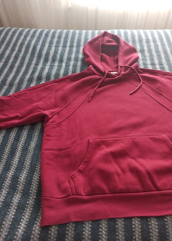 s Beden bordo Renk Kadın Bordo Kapüşonlu Sweatshirt