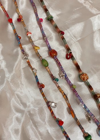 Renkli Boncuklu Örgü Bohem Saç Aksesuarı - Görsel 2