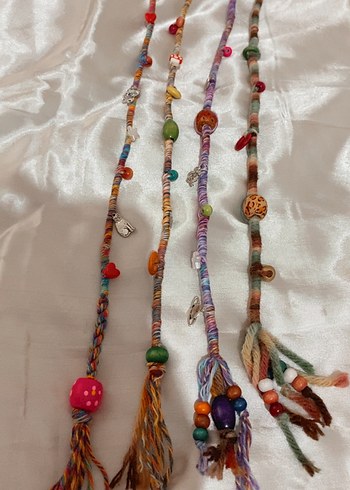 Renkli Boncuklu Örgü Bohem Saç Aksesuarı - Görsel 3