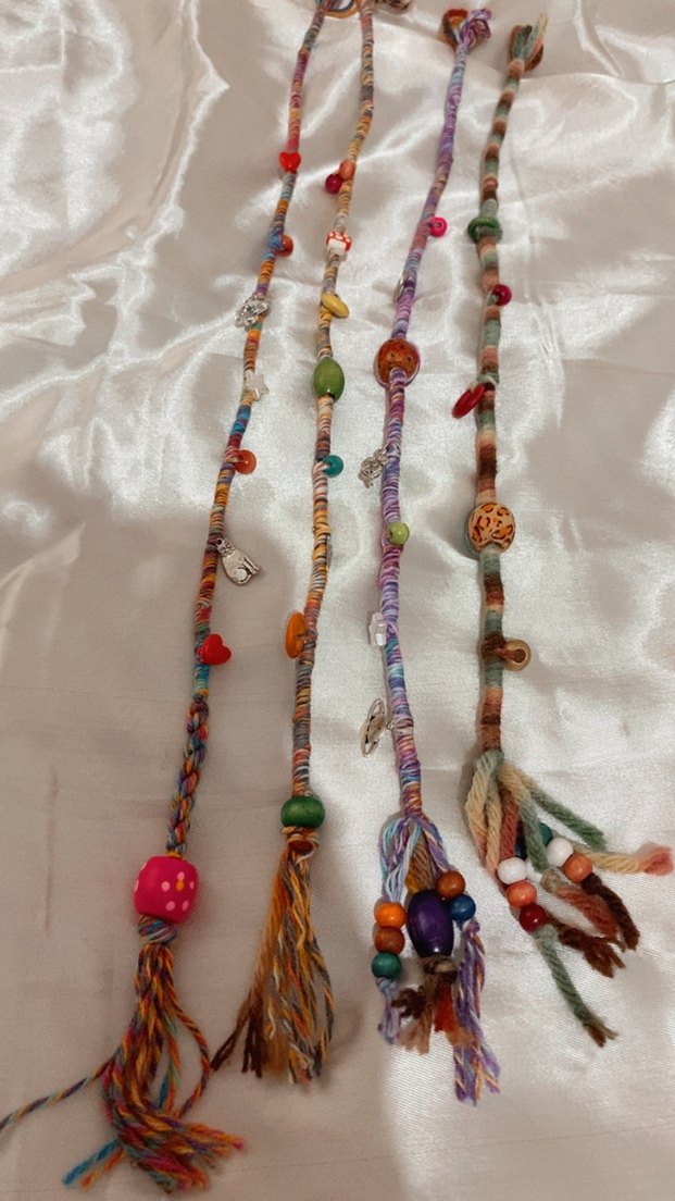 Renkli Boncuklu Örgü Bohem Saç Aksesuarı - Görsel 3