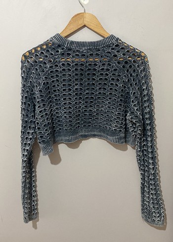 Delikli Crop Kazak - Görsel 2