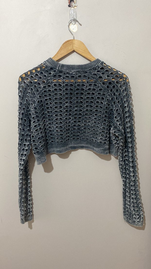 Delikli Crop Kazak - Görsel 2