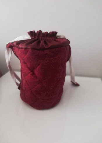 Bordo Nakışlı Dantel Detaylı Örgü Kadın Çanta - Görsel 7