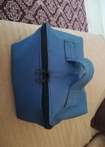 Mavi Fermuarlı Kadın Makyaj Çantası - Görsel 5