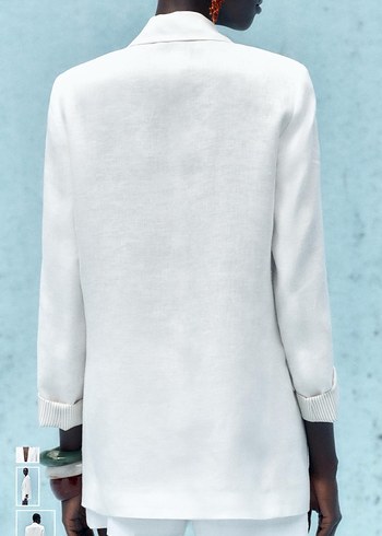 l Beden beyaz Renk Beyaz keten zara Blazer ceket