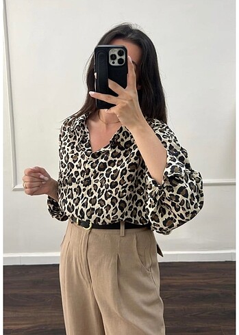 universal Beden Leopar gömlek