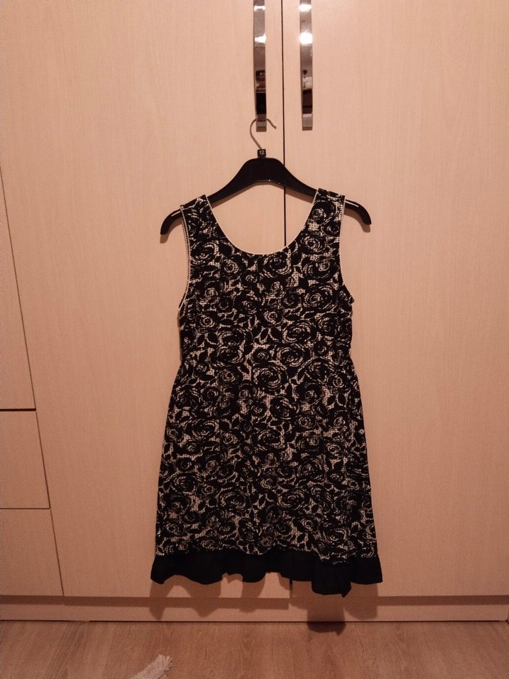 Dantel Desenli Siyah Mini  Elbise likralı - Görsel 3