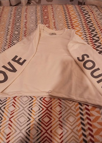 Bej Kadın Salaş uzun Kollu Tişört - Görsel 5