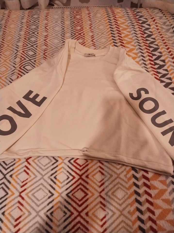 Bej Kadın Salaş uzun Kollu Tişört - Görsel 5