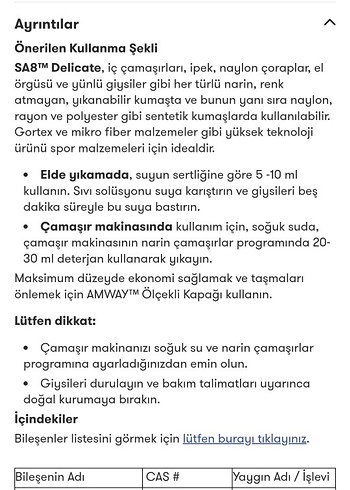 Beden Amway Home SA8 Delicate Konsantre Sıvı Çamaşır Deterjanı