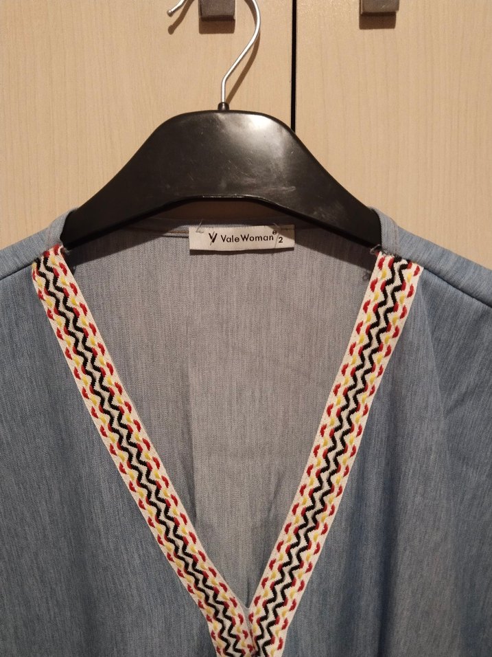 Bohem V Yaka Kısa Kollu plaj giysisi - Görsel 2