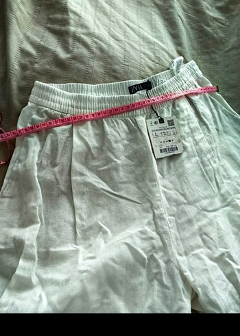 Kadın Beyaz Keten Salaş Uzun Pantolon - Görsel 5