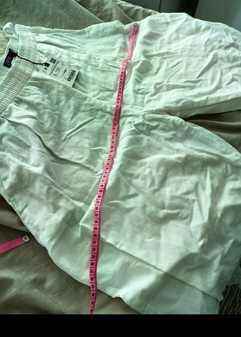 Kadın Beyaz Keten Salaş Uzun Pantolon - Görsel 4