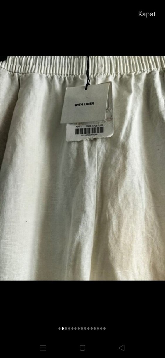 Kadın Beyaz Keten Salaş Uzun Pantolon - Görsel 2