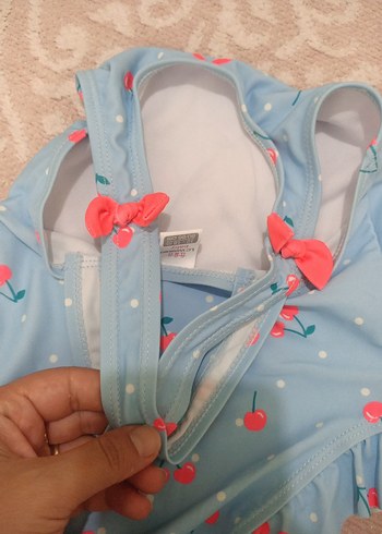 Mavi Kiraz Desenli Kız Çocuk Mayo - Görsel 5