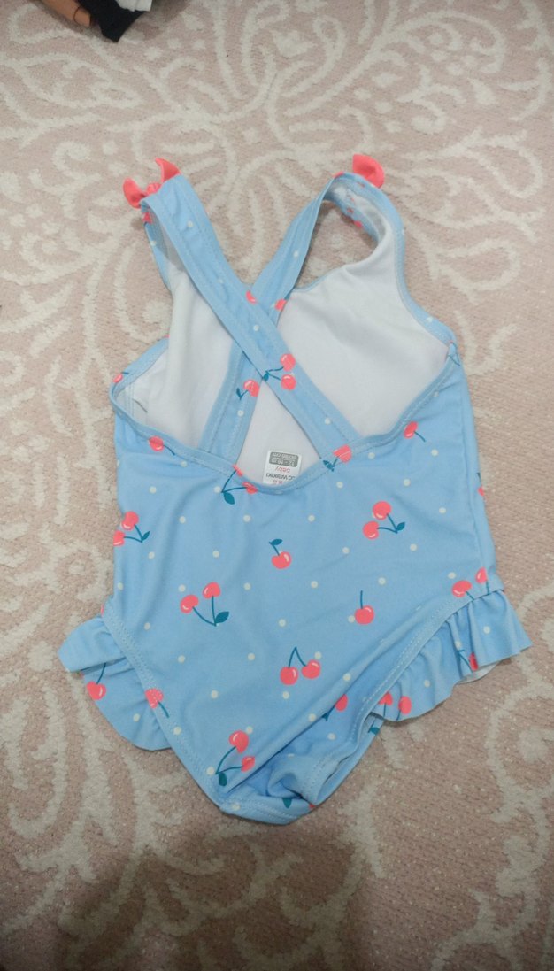 Mavi Kiraz Desenli Kız Çocuk Mayo - Görsel 3