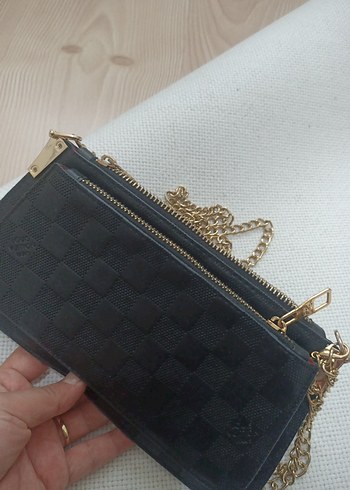 Louis Vuitton Siyah Kareli Deri Clutch Çanta - Görsel 6
