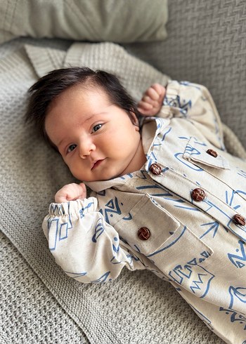 Düğmeli Kapüşonlu Bebek Erkek Tulum - Görsel 3