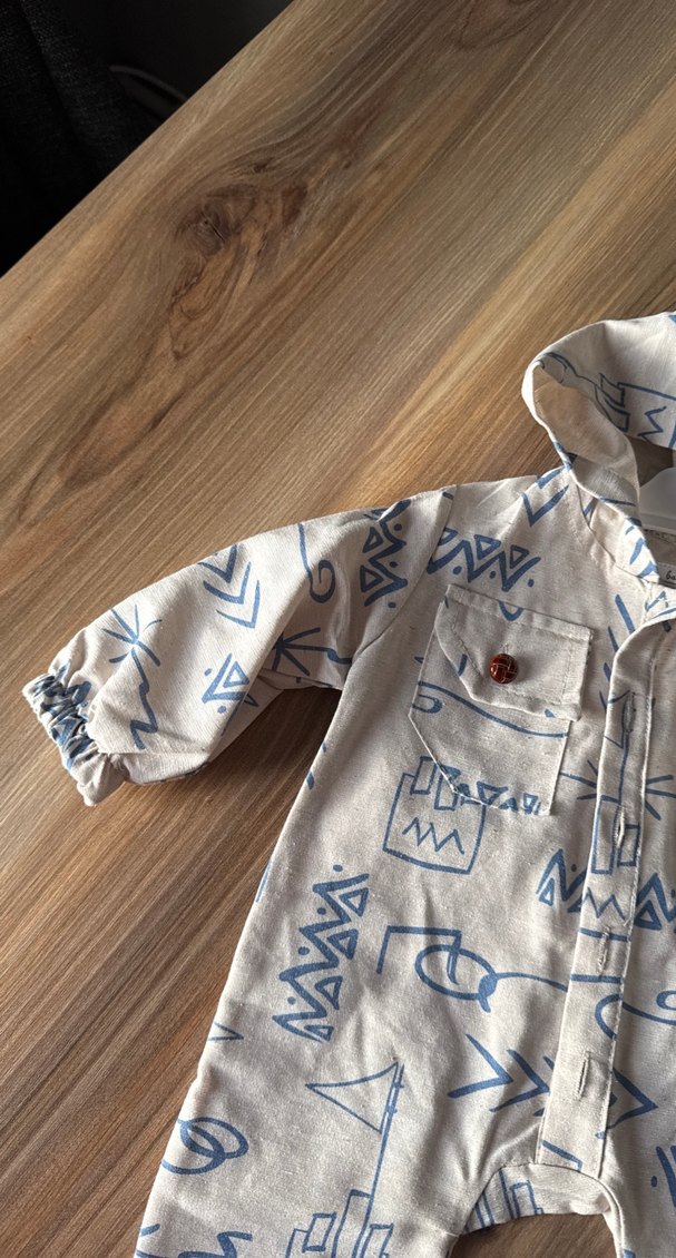 Düğmeli Kapüşonlu Bebek Erkek Tulum - Görsel 5