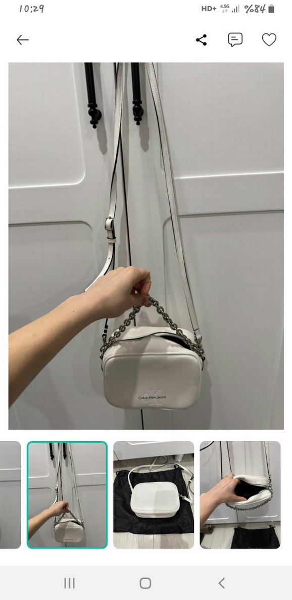 Calvin Klein Jeans Beyaz Zincirli Mini Çanta — görsel 4/7