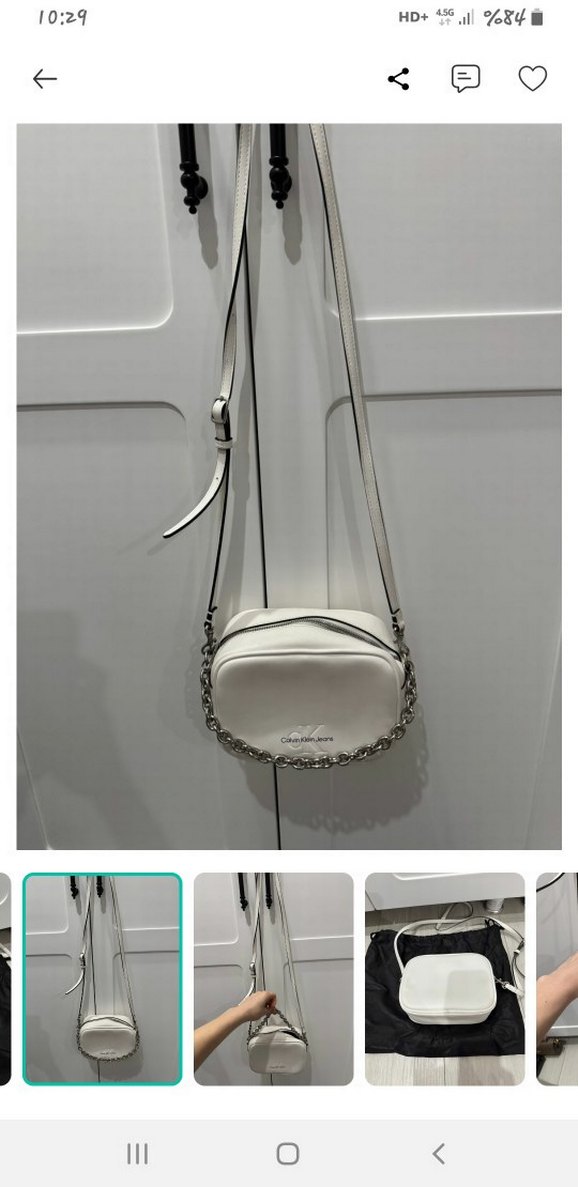 Calvin Klein Jeans Beyaz Zincirli Mini Çanta — görsel 3/7
