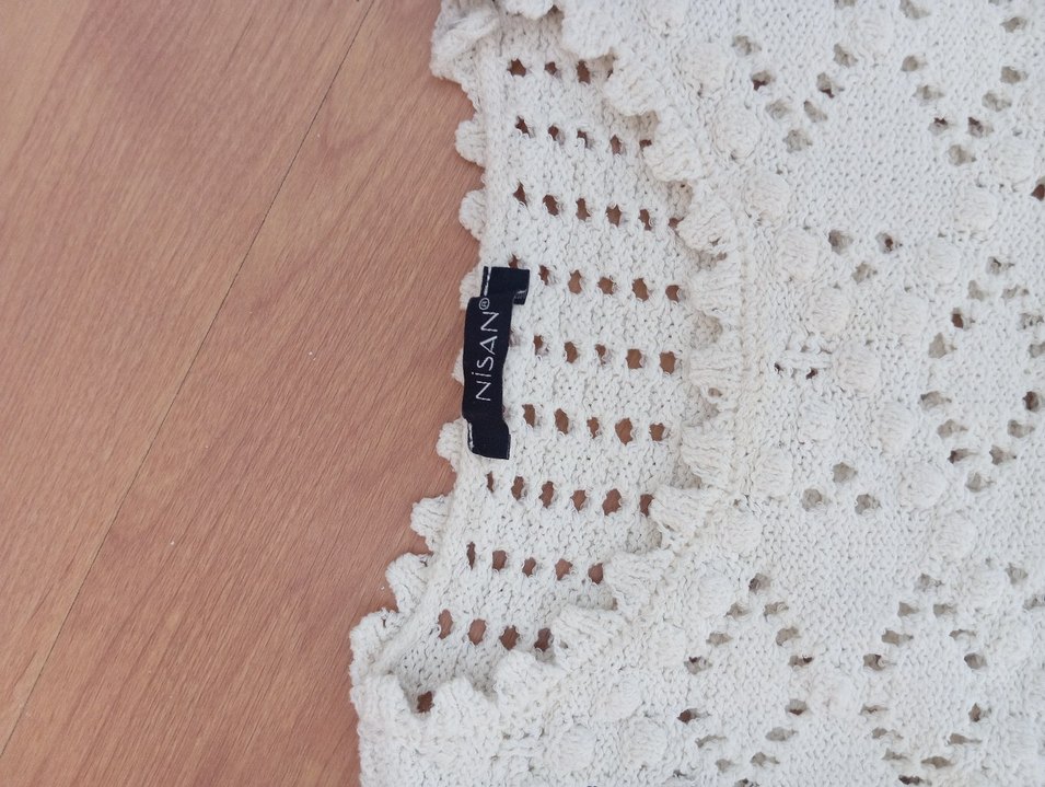 Bohem Beyaz Örgü Kadın Kısa Kazak - Görsel 2