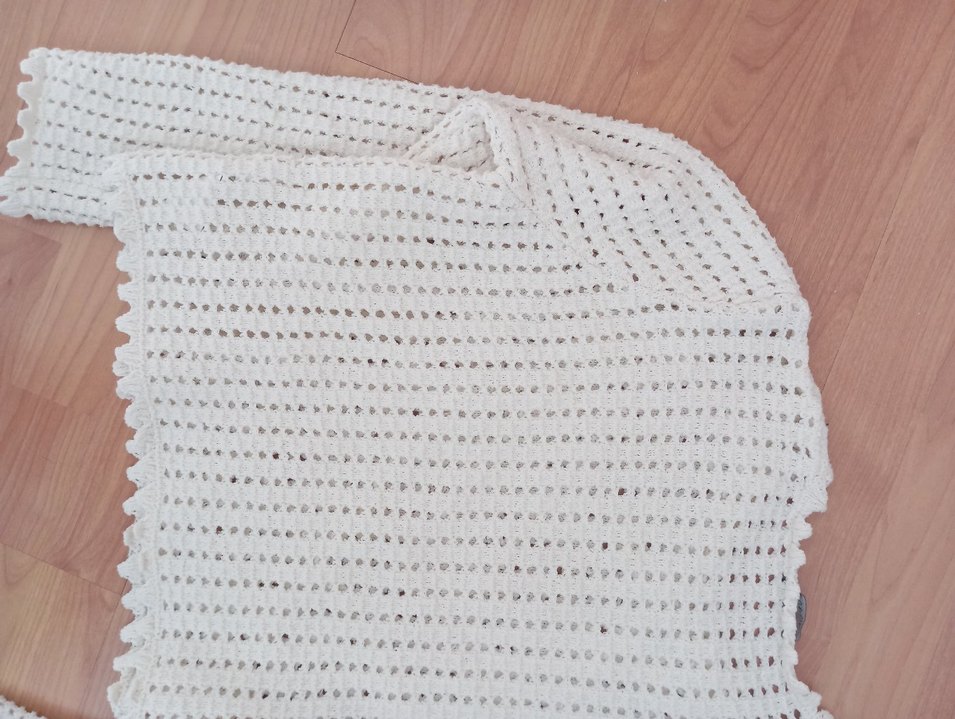 Bohem Beyaz Örgü Kadın Kısa Kazak - Görsel 3