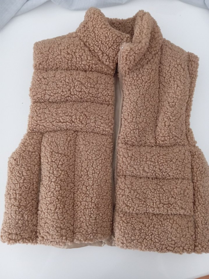 Kahverengi Kürklü Kolsuz Kadın Yelek - Görsel 3