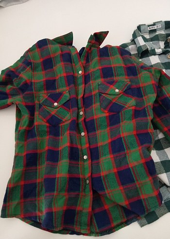 Kadın Renkli Kareli Pamuklu oduncu Gömlek - Görsel 4