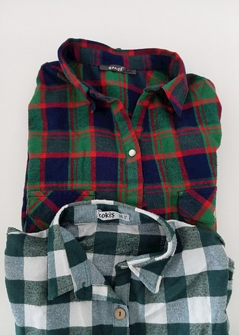 Kadın Renkli Kareli Pamuklu oduncu Gömlek - Görsel 2