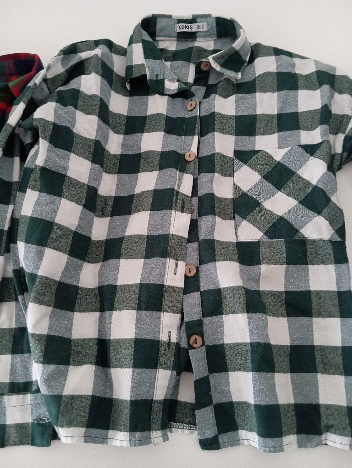 Kadın Renkli Kareli Pamuklu oduncu Gömlek - Görsel 3