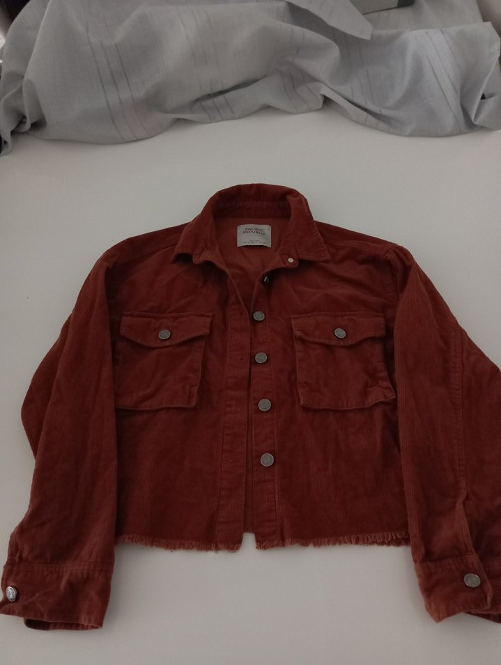 Pull Bear taba rengi Kadın kadife Ceket - Görsel 4