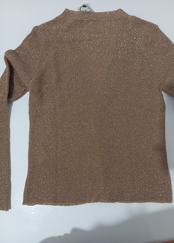 Kahverengi Parlak V Yaka Kadın Hırka - Görsel 6