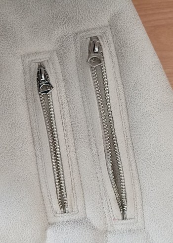 Kürk Detaylı bej rengi Kadın mont - Görsel 4