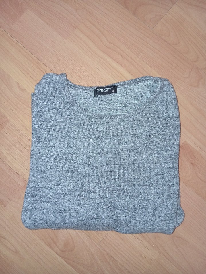 Gri Kadın ince Triko Kazak - Görsel 2