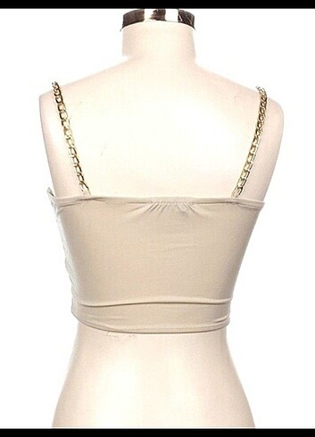 Zara Krem rengi zincirli crop