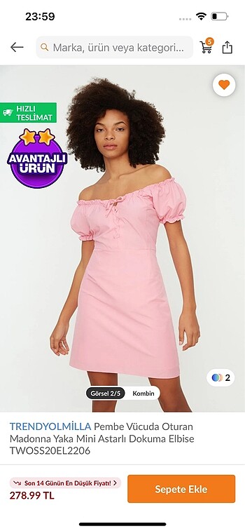 Toz pembe karpuz kol elbise