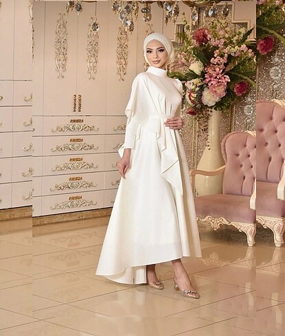 l Beden beyaz Renk Meliha Tarhanaci Nikah Elbisesi