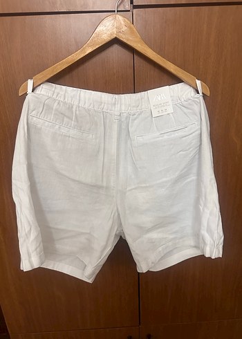 Beyaz Keten Şort - Görsel 5
