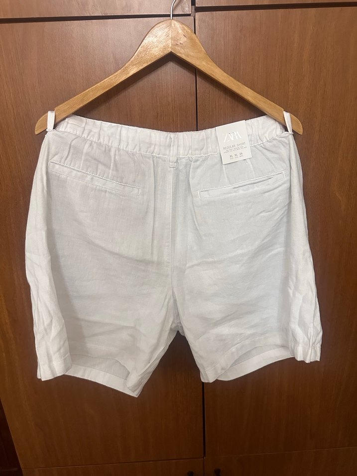 Beyaz Keten Şort - Görsel 5