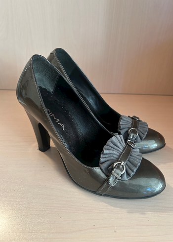 #rugan #ayakkabı #37 Gri Tokalı Topuklu Kadın #Stiletto - Görsel 7