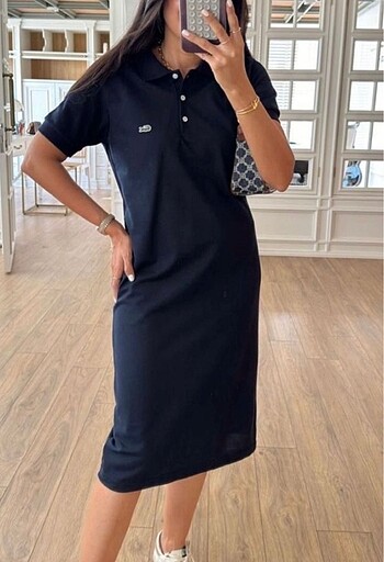 Lacivert Polo Yaka Elbise