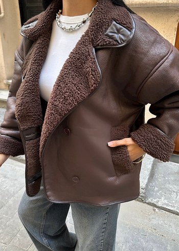 m Beden Zara Model Kürklü Kahverengi Mont